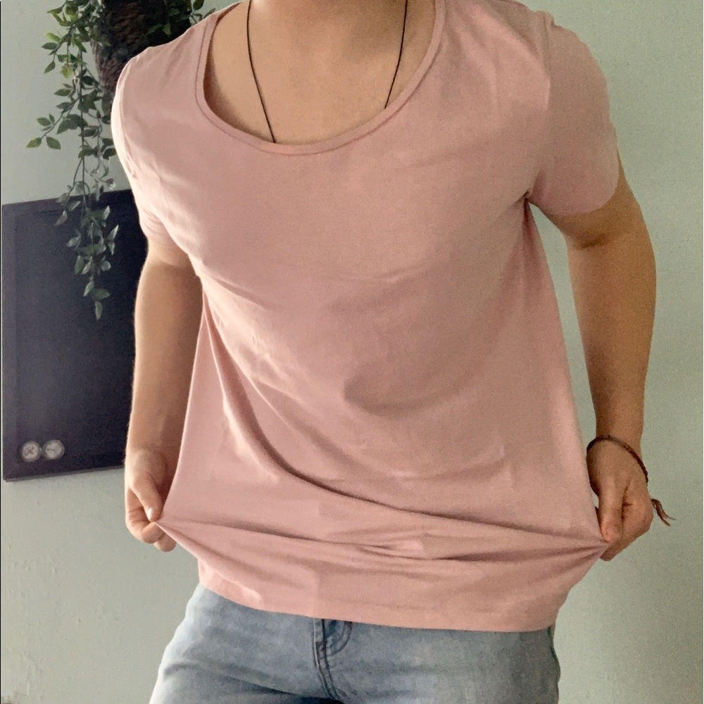 Pink Deep U neck t shirt